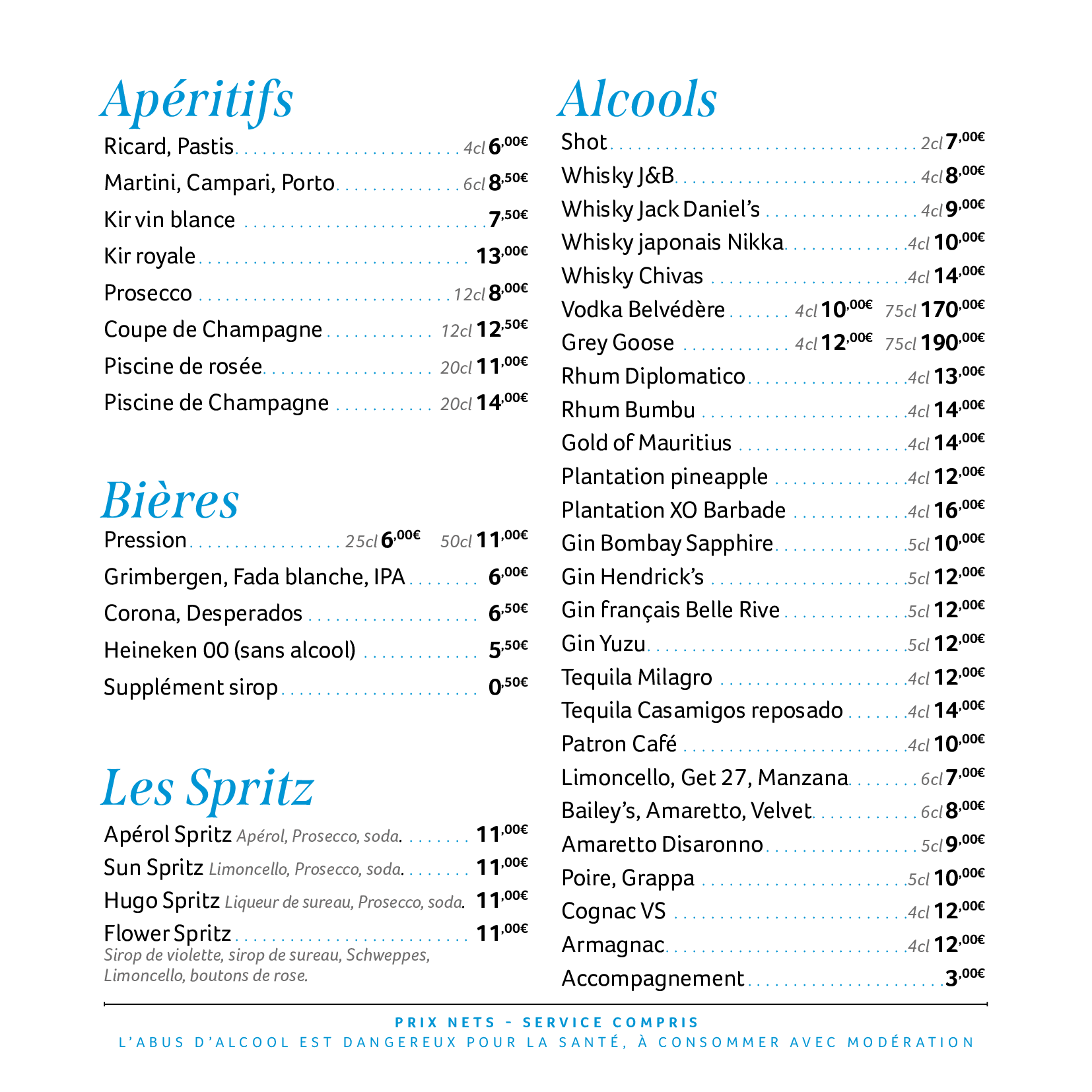 Menu Aperitifs